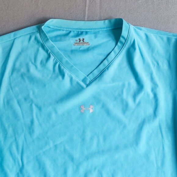 Under Armour athletic shirt women's size L baby blue slim fit short sleeve - Picture 2 of 10
